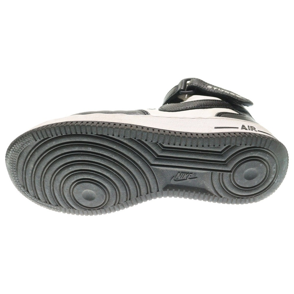 NIKE(ナイキ) ×STUSSY AIR FORCE 1 MID BLACK AND LIGHT BONE ステューシー エアフォース ミッドカットスニーカー レディース ブラック/ホワイト US5/23.5cm DJ7840-002