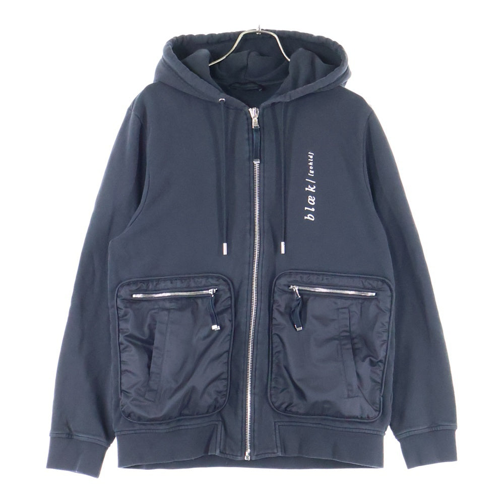 DIESEL BLACK GOLD(ディーゼルブラックゴールド) 異素材ポケット スウェット ジップアップパーカー ブラック