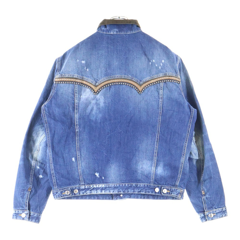 DSQUARED2(ディースクエアード) 18AW DAN JEAN JACKET 襟コーデュロイ ウエスタンデザイン デニム トラッカージャケット インディゴ S71AN0014 S30309