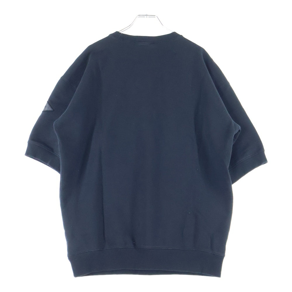 DIESEL(ディーゼル) レザーロゴパッチ クルーネック スウェット 半袖トレーナー ブラック