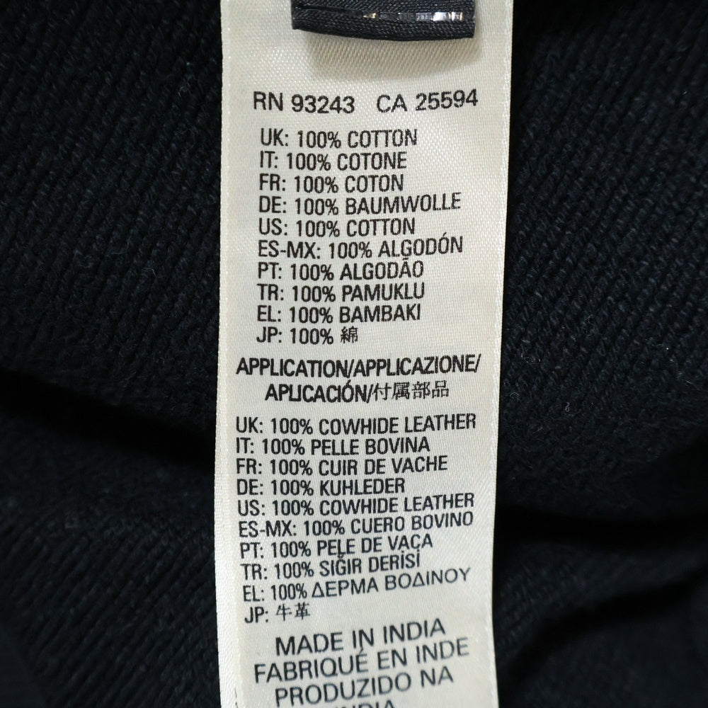 DIESEL(ディーゼル) レザーロゴパッチ クルーネック スウェット 半袖トレーナー ブラック