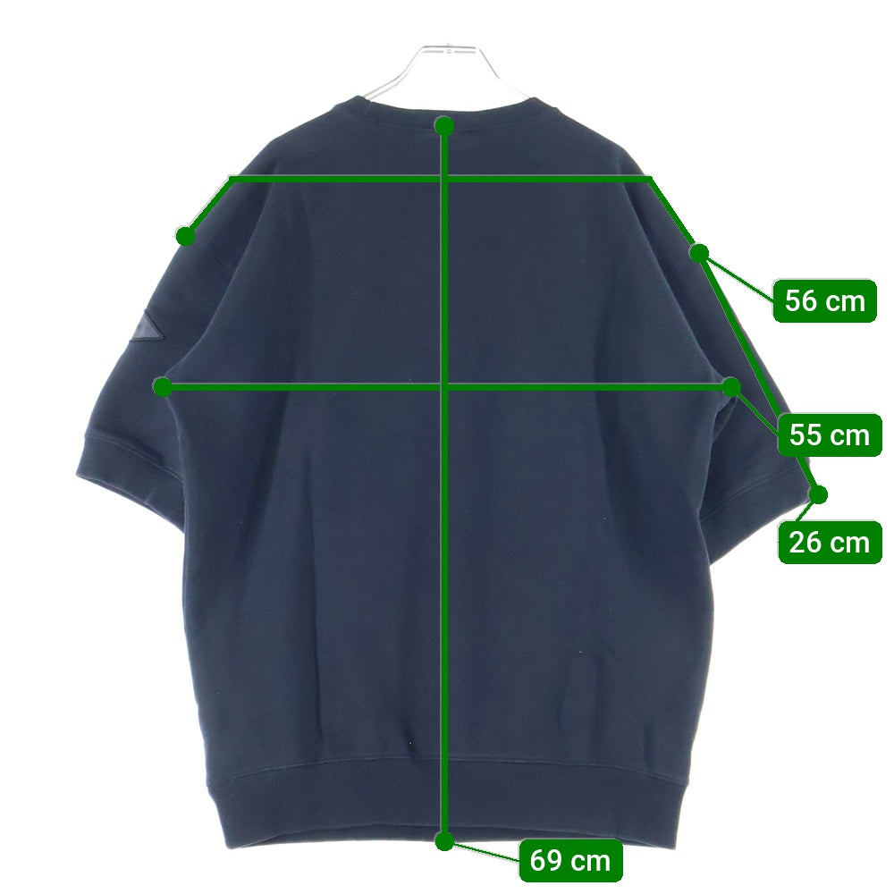 DIESEL(ディーゼル) レザーロゴパッチ クルーネック スウェット 半袖トレーナー ブラック