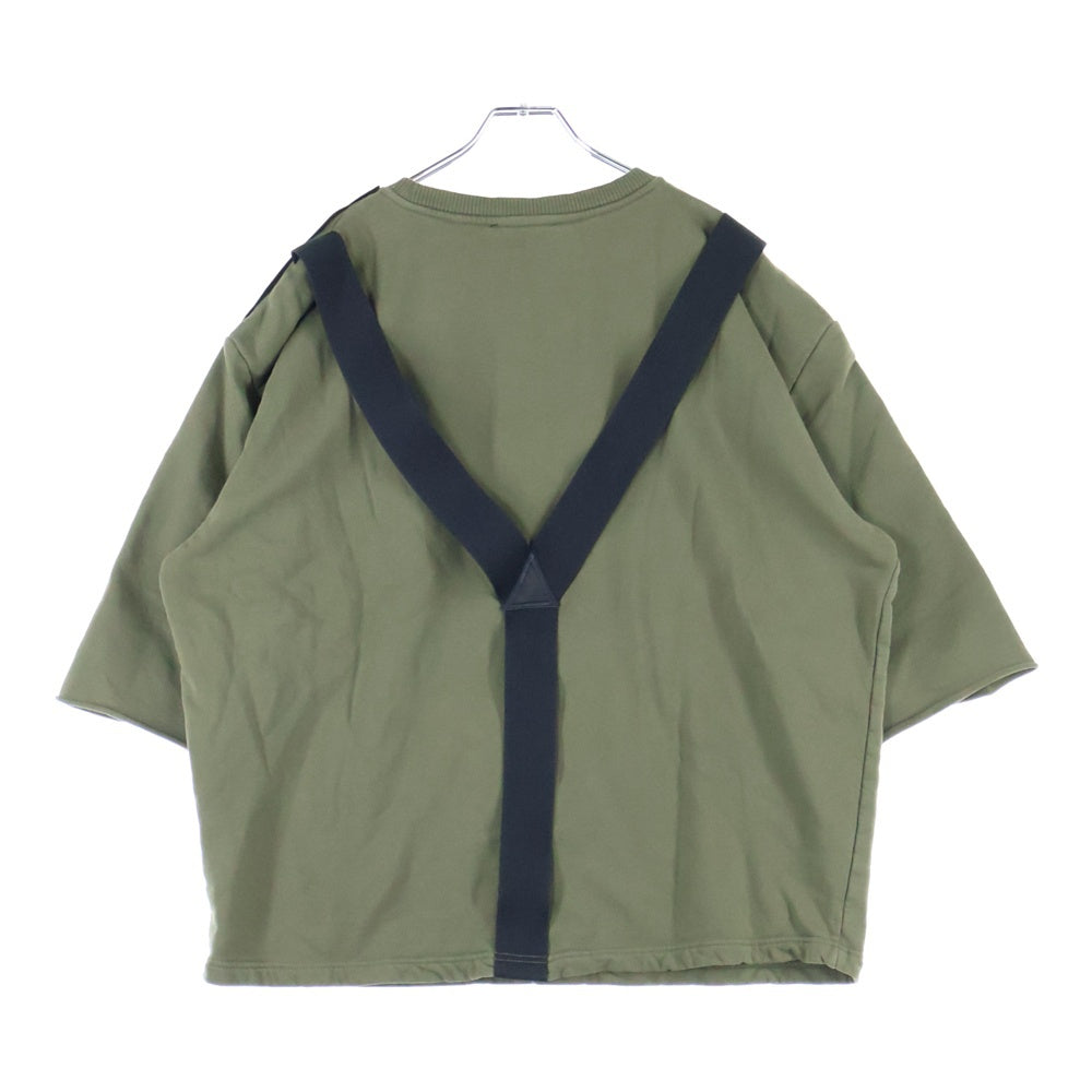 DIESEL(ディーゼル) パラシュートデザイン 袖裾カットオフ クルーネック スウェット 半袖トレーナー グリーン