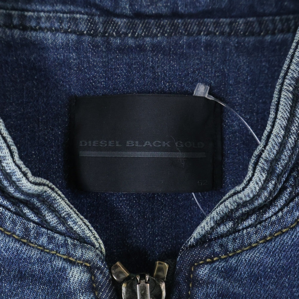 DIESEL BLACK GOLD(ディーゼルブラックゴールド) JENNOX ストレッチデニム ジップアップ 半袖シャツ インディゴ 00494