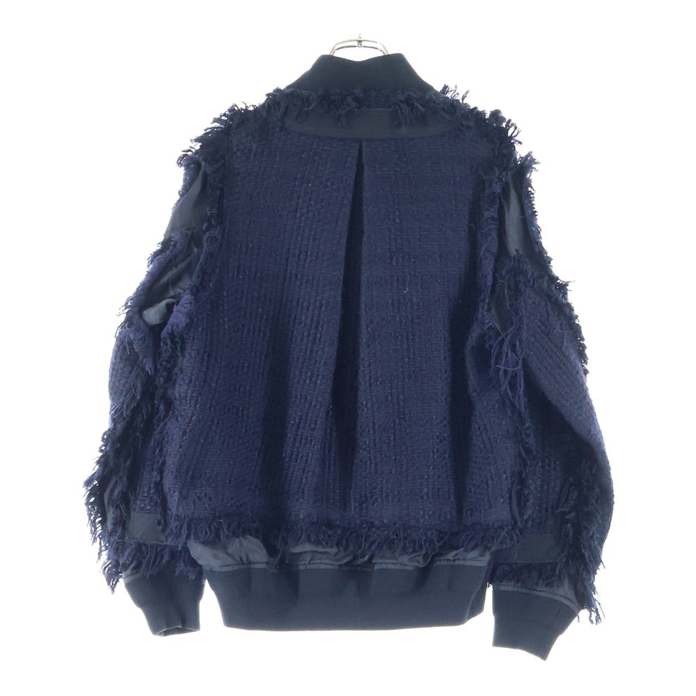 Sacai(サカイ) 19AW 再構築 ジップアップツイードジャケット ブルゾン レディース ネイビー 19-04226