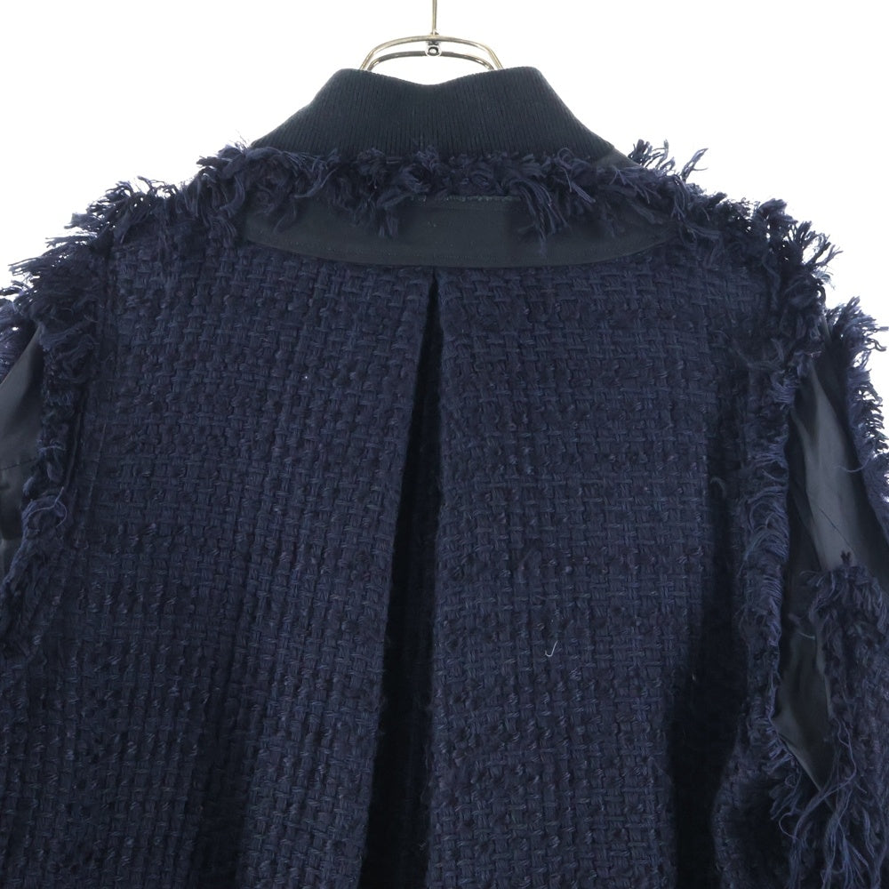 Sacai(サカイ) 19AW 再構築 ジップアップツイードジャケット ブルゾン レディース ネイビー 19-04226
