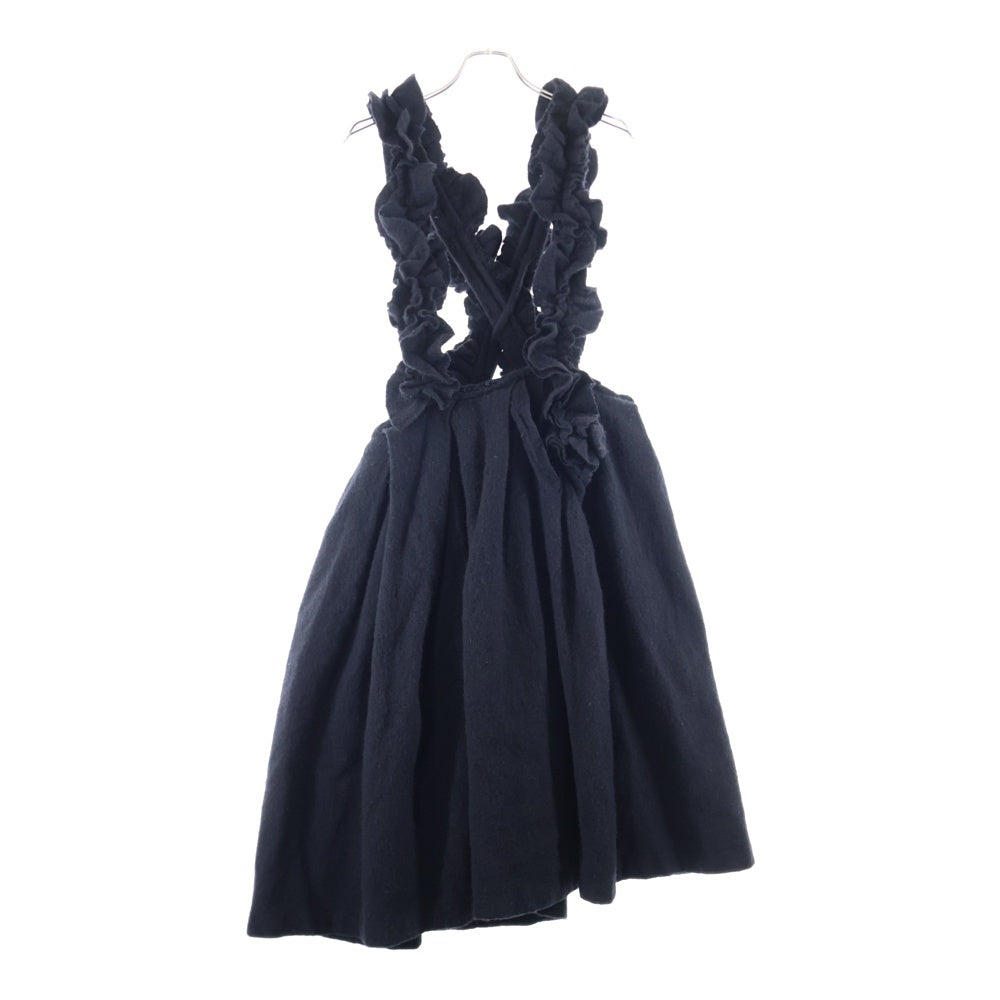 COMME des GARCONS COMME des GARCONS(コムデギャルソンコムデギャルソン) 22AW ウール ラッフル トリム キャミワンピース ドレス レディース ブラック RJ-A003 AD2022