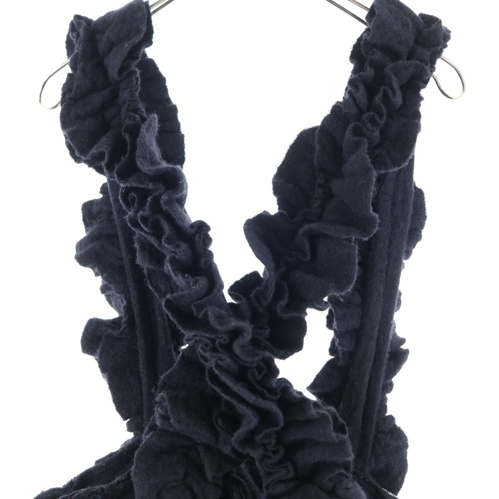 COMME des GARCONS COMME des GARCONS(コムデギャルソンコムデギャルソン) 22AW ウール ラッフル トリム キャミワンピース ドレス レディース ブラック RJ-A003 AD2022