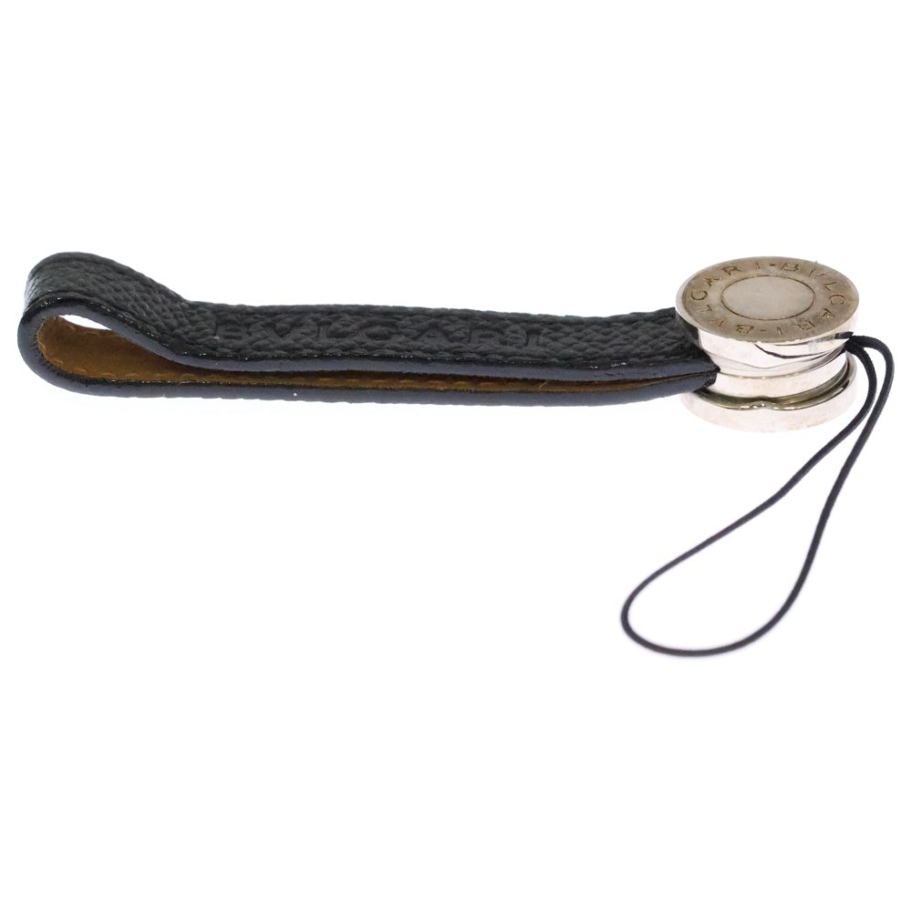 BVLGARI(ブルガリ) B-zero1 ビーゼロワン レザー携帯ストラップ チャーム ブラック