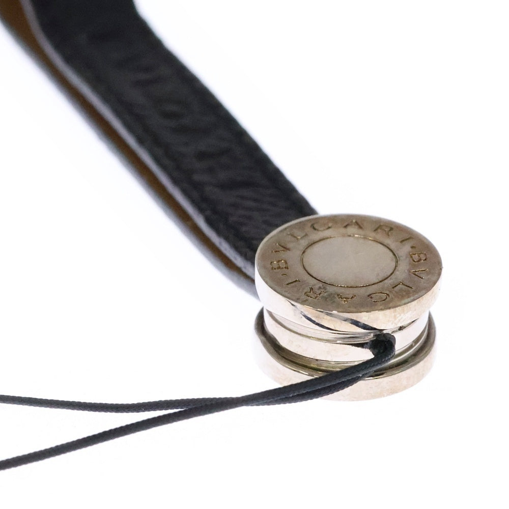 BVLGARI(ブルガリ) B-zero1 ビーゼロワン レザー携帯ストラップ チャーム ブラック