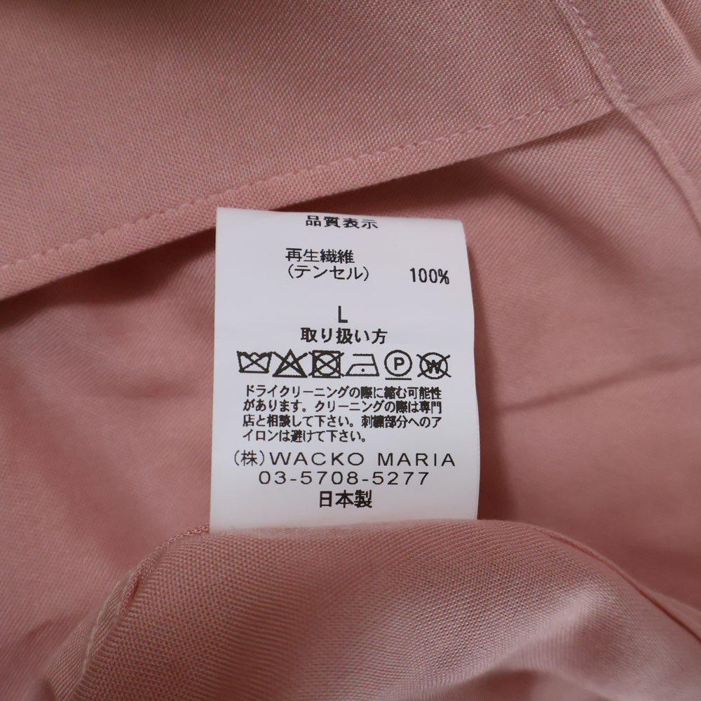 WACKO MARIA(ワコマリア) 25SS ×MR.BROTHERS CUT CLUB 50'S SHIRT ミスターブラザーズ 胸ロゴ刺繍 長袖オープンカラーシャツ ピンク
