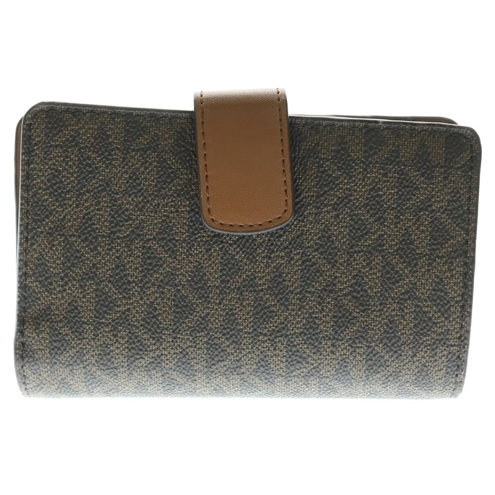 MICHAEL KORS(マイケルコース) JET SET TRAVEL ジェットセットトラベル シグネチャー キャンバス コンパクトウォレット 二つ折り財布 ブラウン 35F8GTVF2B