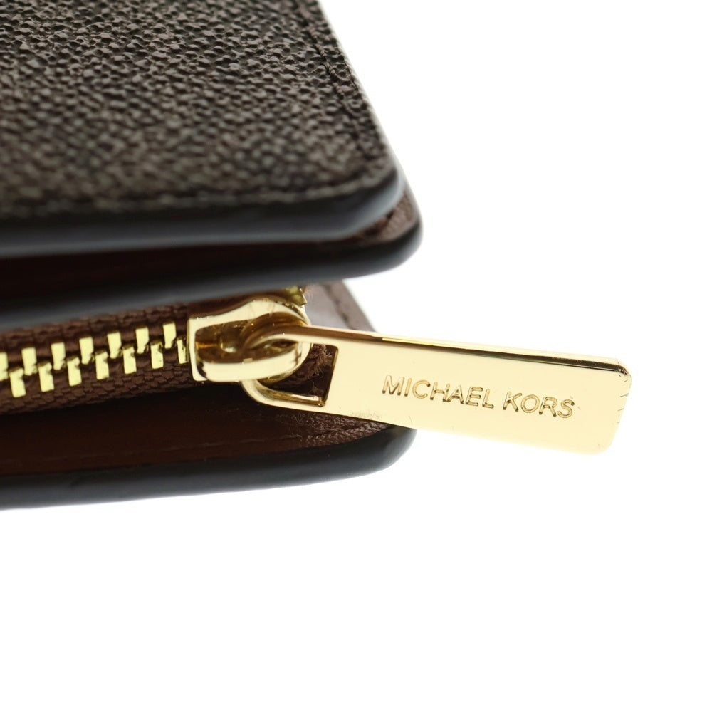 MICHAEL KORS(マイケルコース) JET SET TRAVEL ジェットセットトラベル シグネチャー キャンバス コンパクトウォレット 二つ折り財布 ブラウン 35F8GTVF2B
