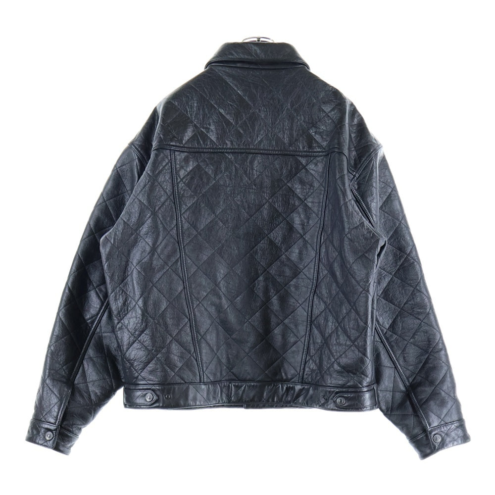 BALENCIAGA(バレンシアガ) DIAMOND PATTERNED COWHIDE JACKET ダイアモンドパターンド カウハイド レザージャケット ブラック 646455