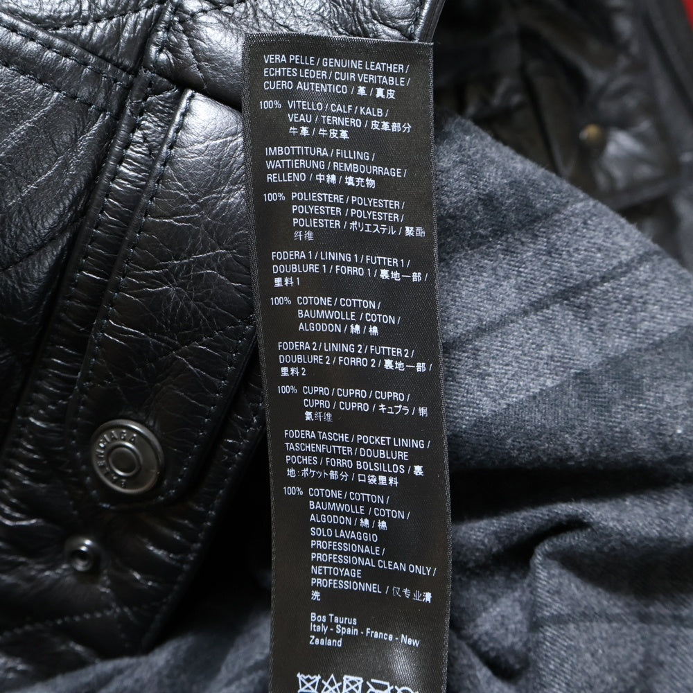 BALENCIAGA(バレンシアガ) DIAMOND PATTERNED COWHIDE JACKET ダイアモンドパターンド カウハイド レザージャケット ブラック 646455