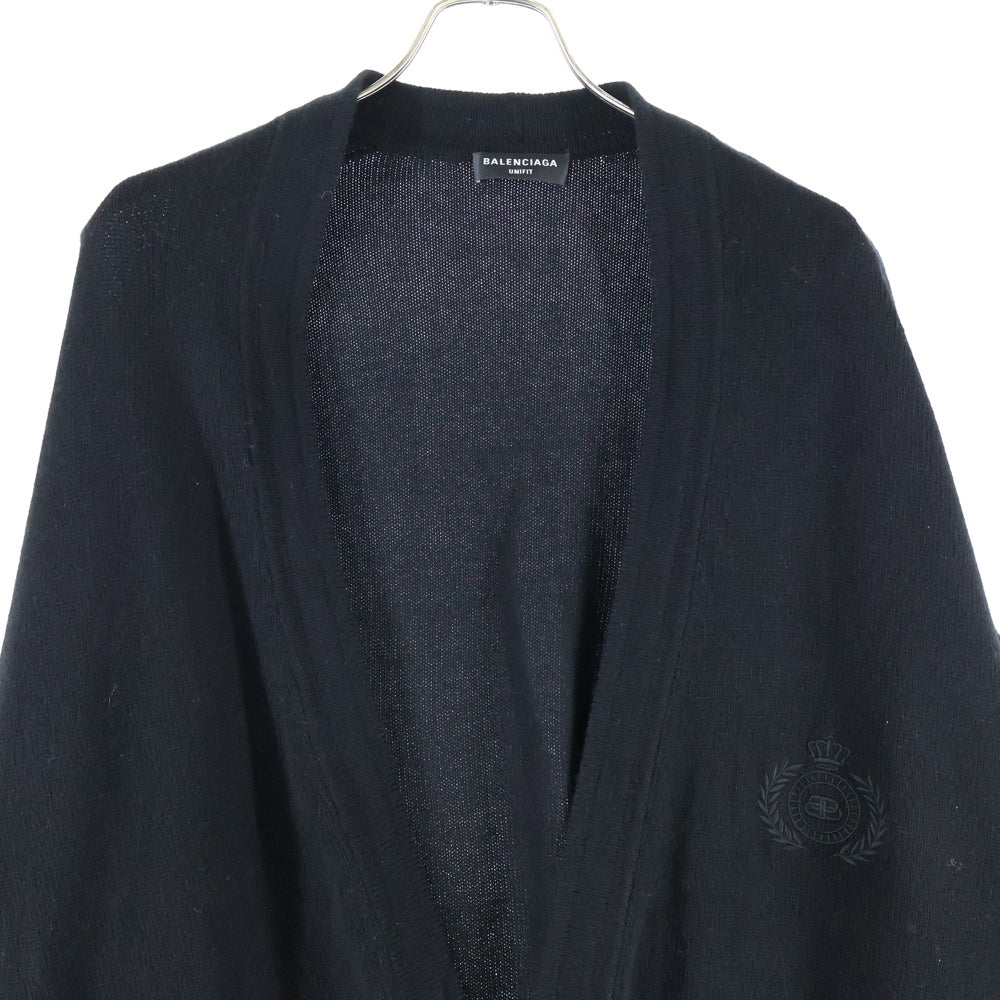 BALENCIAGA(バレンシアガ) 22AW カシミヤ混 フロントロゴエンブロイダリー カーディガン ニット ブラック 704124