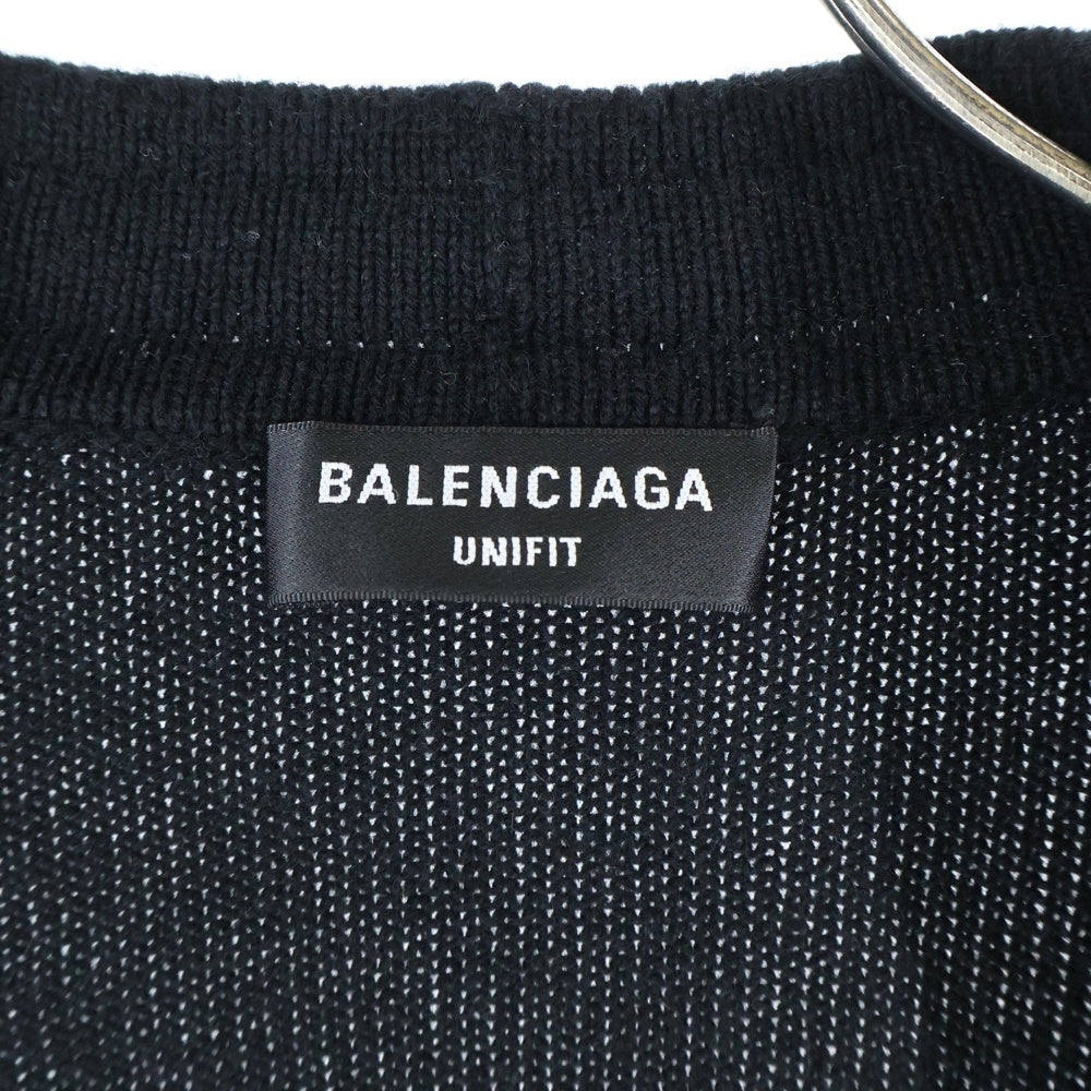 BALENCIAGA(バレンシアガ) 22AW カシミヤ混 フロントロゴエンブロイダリー カーディガン ニット ブラック 704124