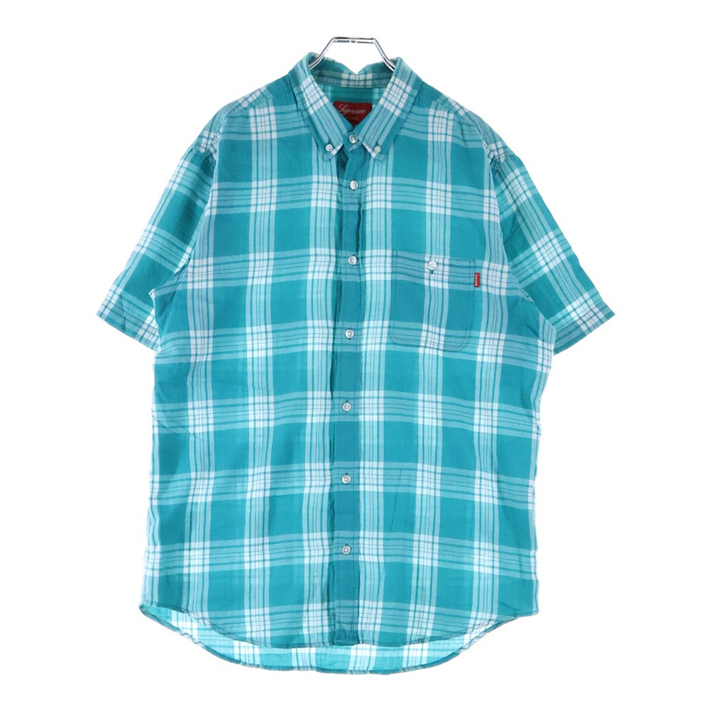 SUPREME(シュプリーム) 10SS Plaid BD S/S Shirt プレイド ボタンダウン 半袖シャツ スカイブルー