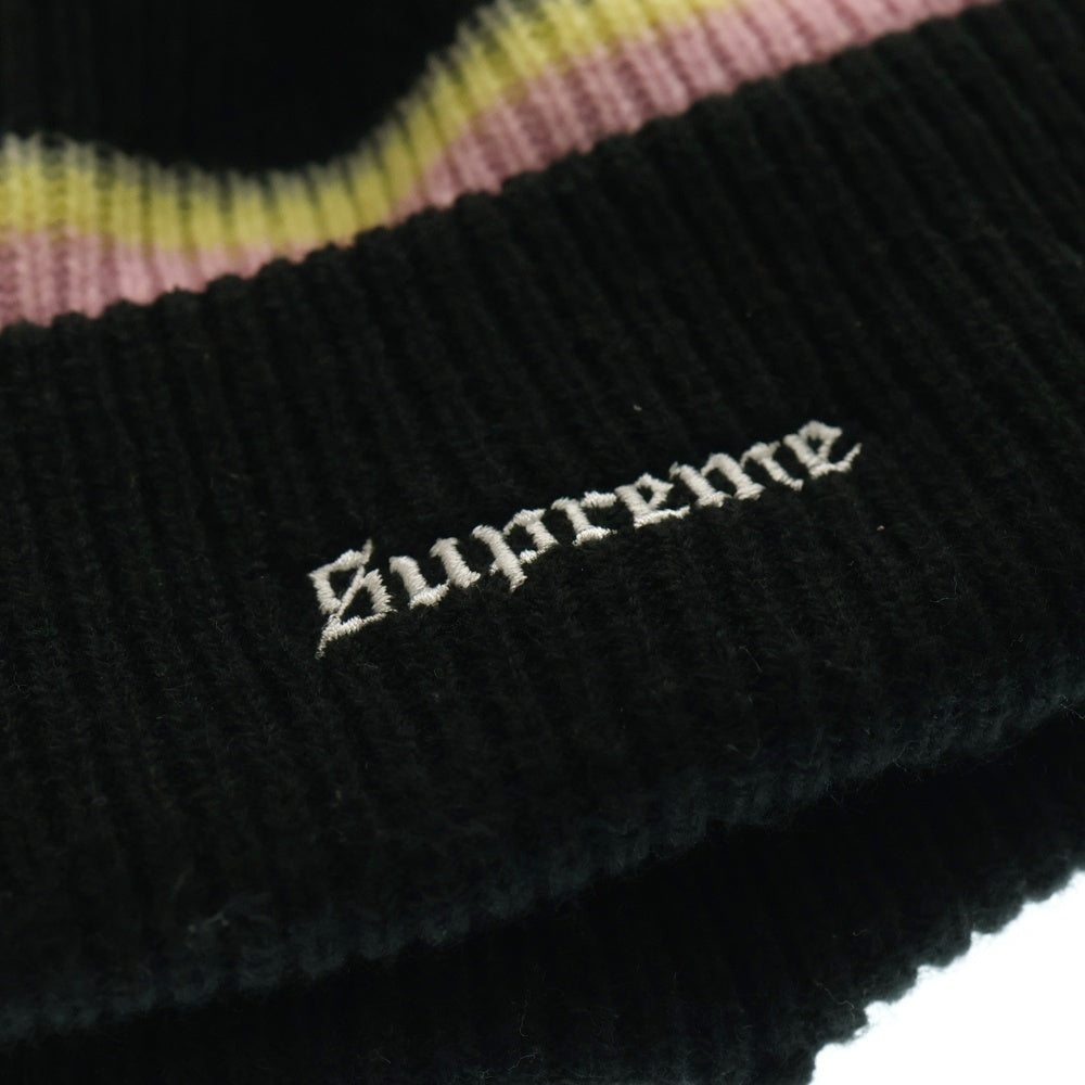 SUPREME(シュプリーム) 17AW Big Stripe Beanie ビッグストライプ ボンボン付 アクリルニットビーニー ピンク/ブラック