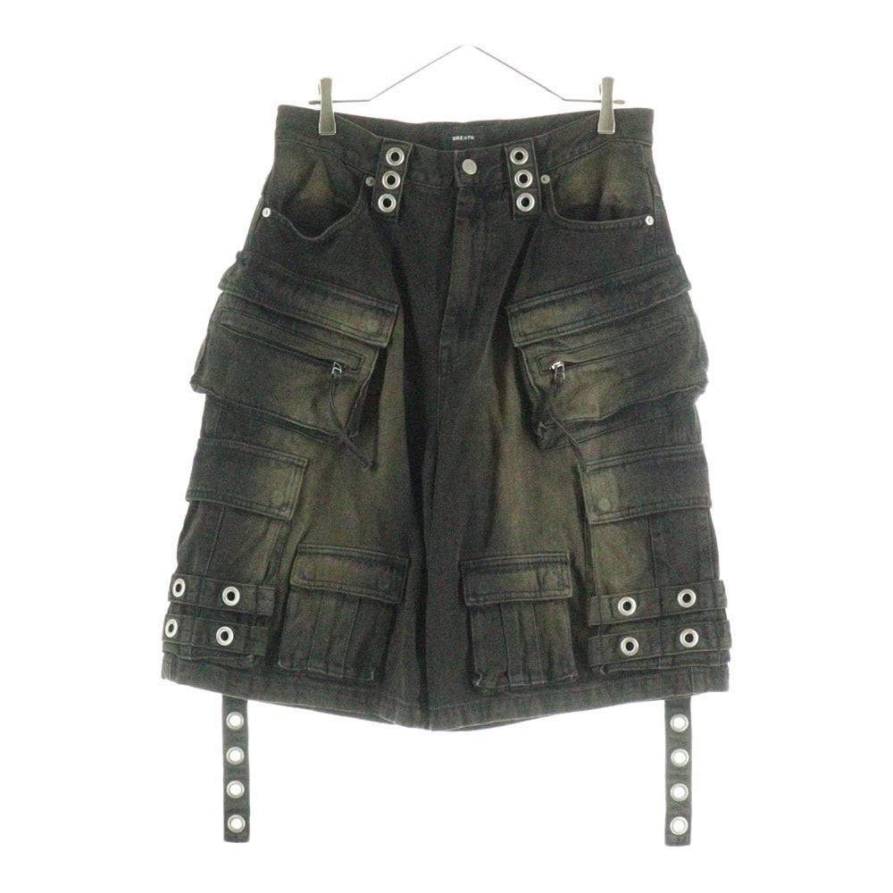 BREATH(ブレス) 24SS DAMAGE CARGO BIG SHORTS ダメージ加工 カーゴビッグショーツ デニムショートパンツ ブラック BR24SS-P1007