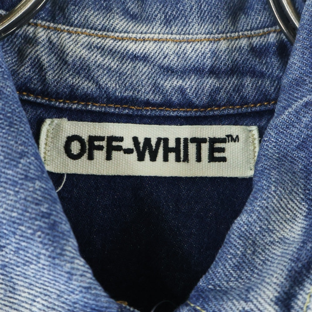 OFF-WHITE(オフホワイト) DENIM SHIRT ダメージ加工 バックプリント デニム ウエスタン長袖シャツ インディゴ
