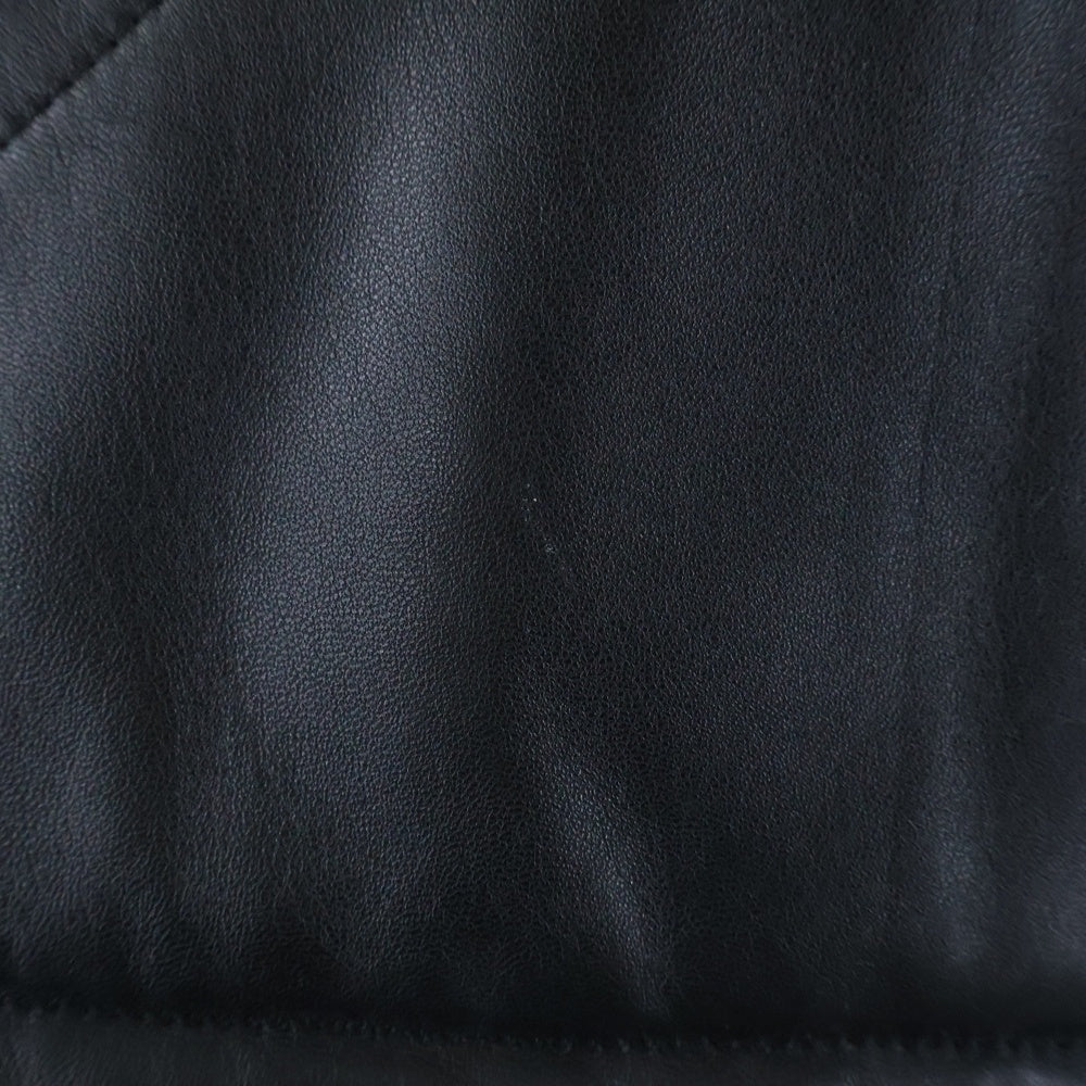 ERNEST W. BAKER(アーネストダブルベイカー) サイドポケット ジップアップ バイカーレザーベスト ブラック/レッド/ホワイト