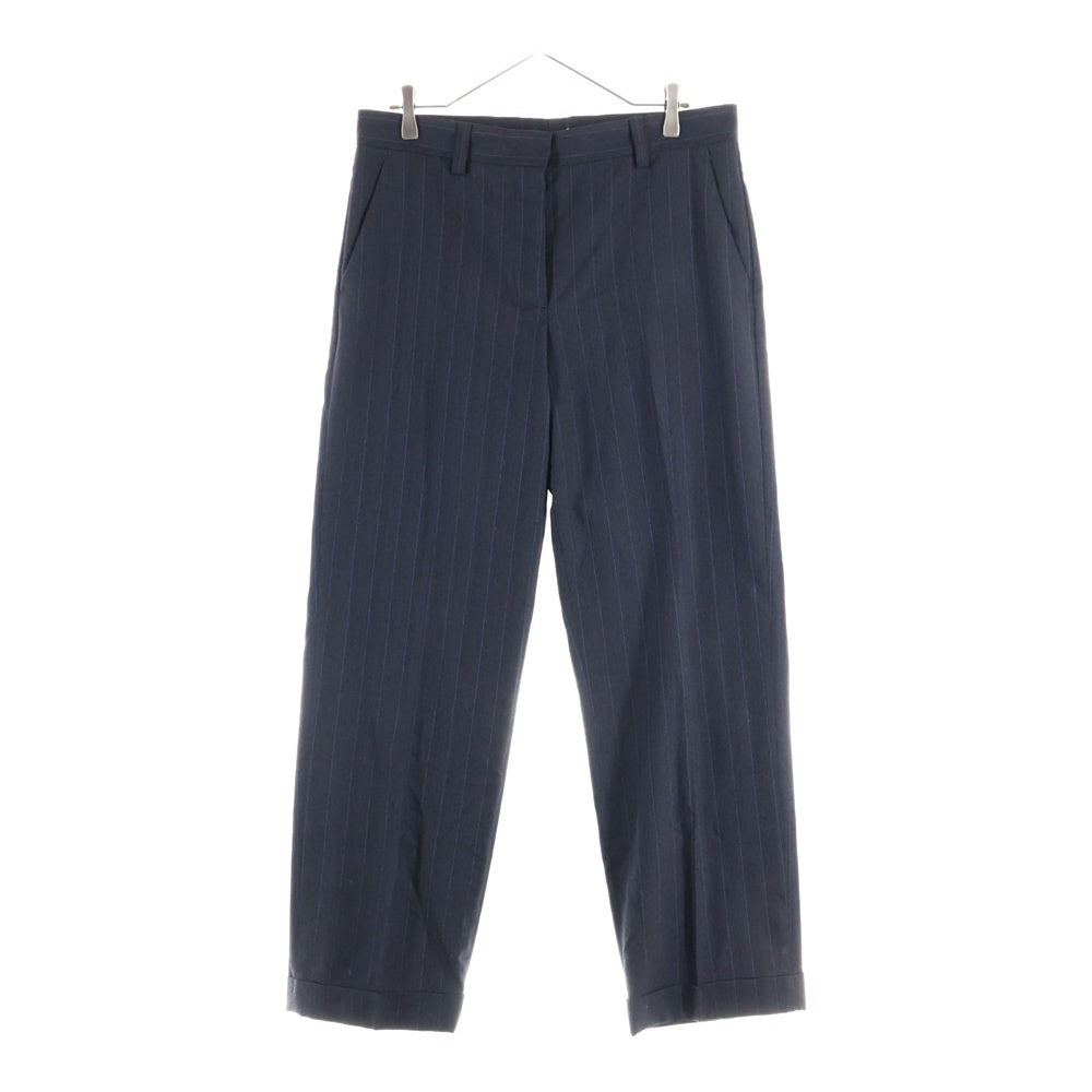 miumiu(ミュウミュウ) ストライプ ウールテーパードスラックスパンツ グレー MP1704 RFID