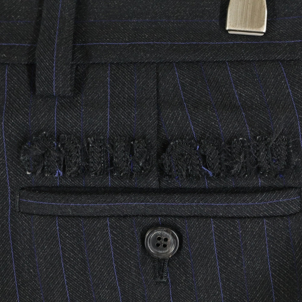 miumiu(ミュウミュウ) ストライプ ウールテーパードスラックスパンツ グレー MP1704 RFID