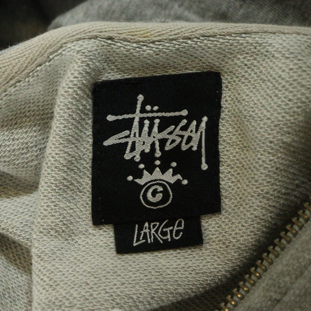 STUSSY(ステューシー) 00S ロゴプリント ジップアップ フーディ スウェットパーカー 金タグ グレー
