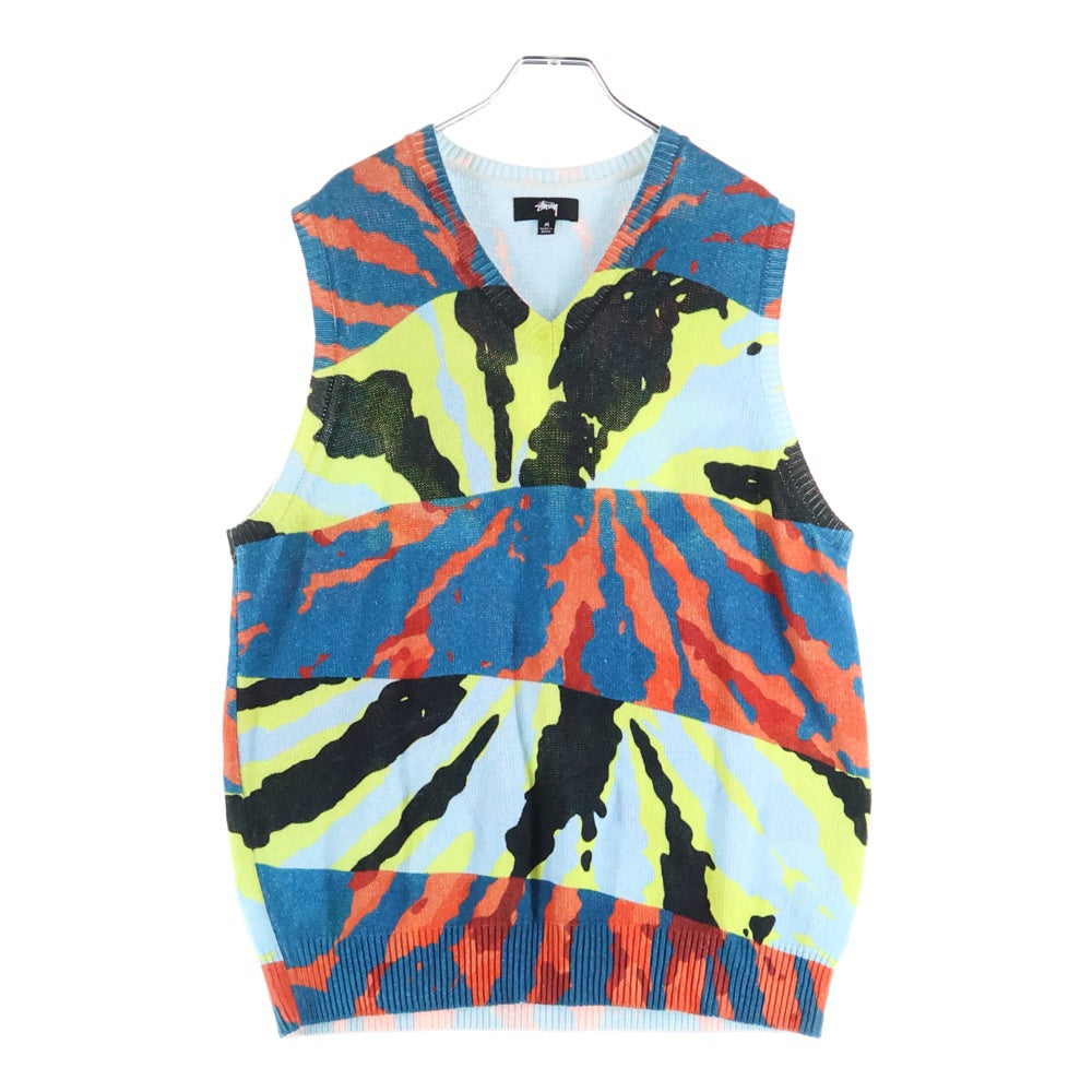 STUSSY(ステューシー) PRINTED SWEATER VEST 総柄 プリンテッド スウェットベスト マルチカラー