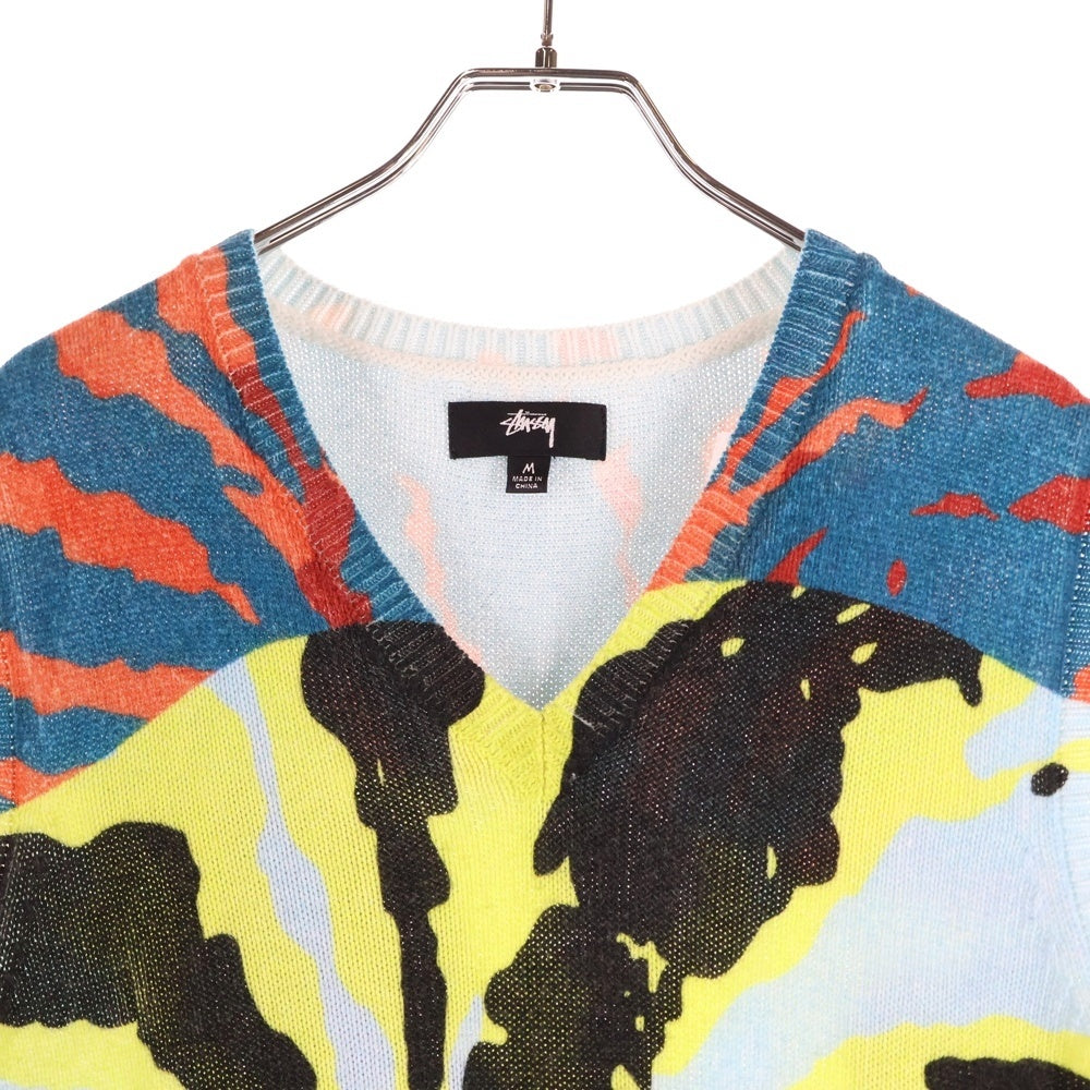 STUSSY(ステューシー) PRINTED SWEATER VEST 総柄 プリンテッド スウェットベスト マルチカラー
