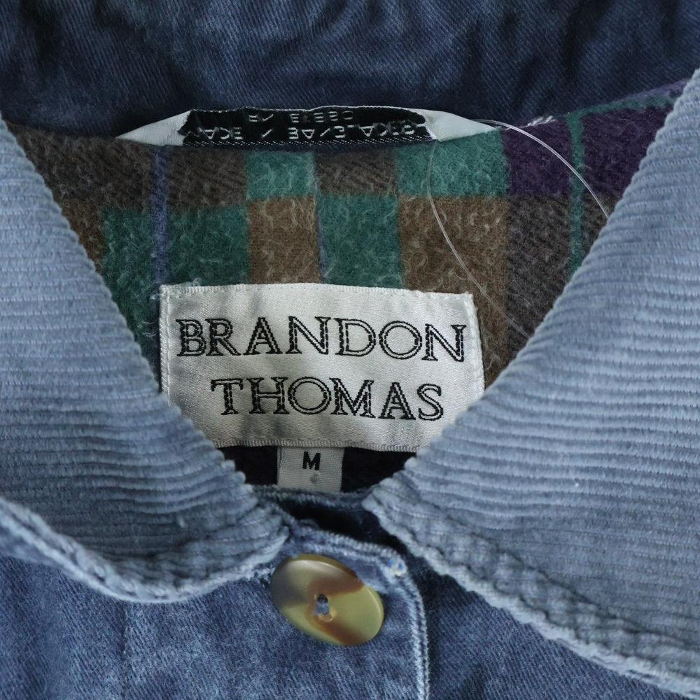 BRANDON THOMAS(ブランドントーマス) コーデュロイカラー スエードロングコート ジャケット ネイビー