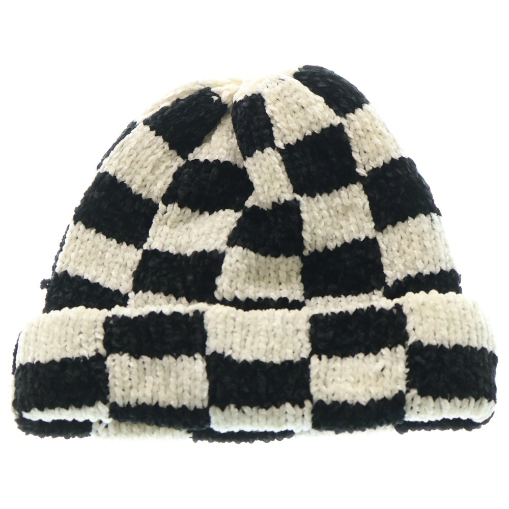 STUSSY(ステューシー) 22AW CROCHET CHECKERED BEANIE クロケットチェックド ビーニー 帽子 ブラック/ホワイト