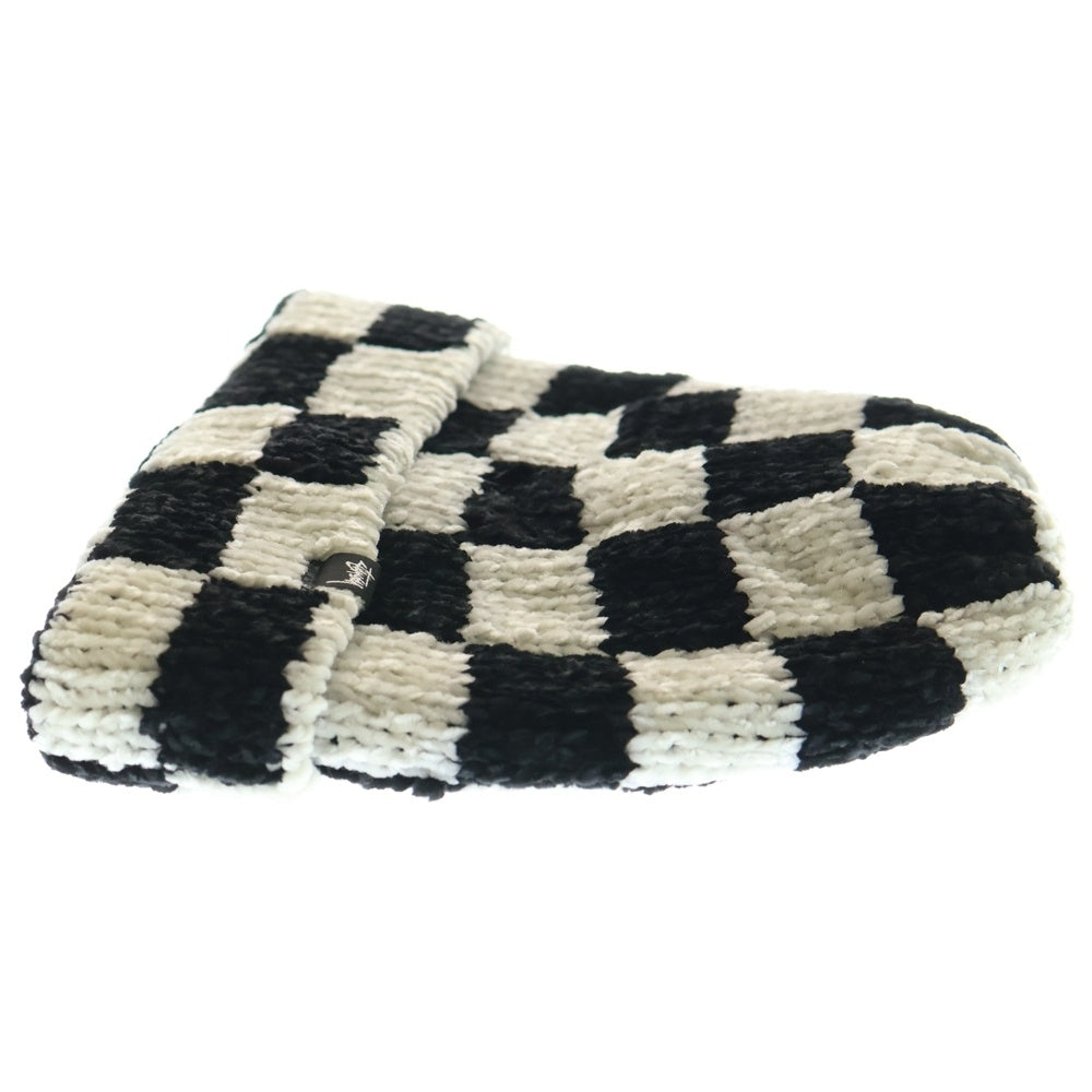 STUSSY(ステューシー) 22AW CROCHET CHECKERED BEANIE クロケットチェックド ビーニー 帽子 ブラック/ホワイト