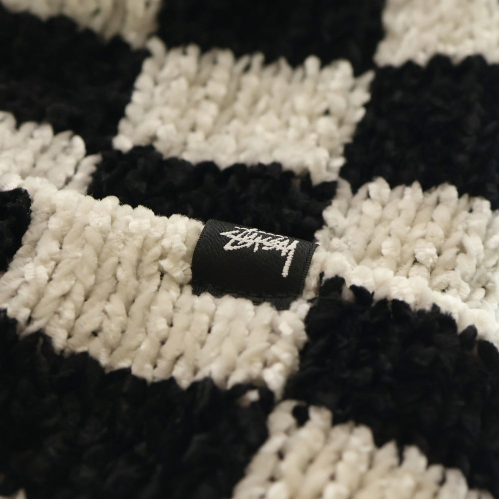 STUSSY(ステューシー) 22AW CROCHET CHECKERED BEANIE クロケットチェックド ビーニー 帽子 ブラック/ホワイト