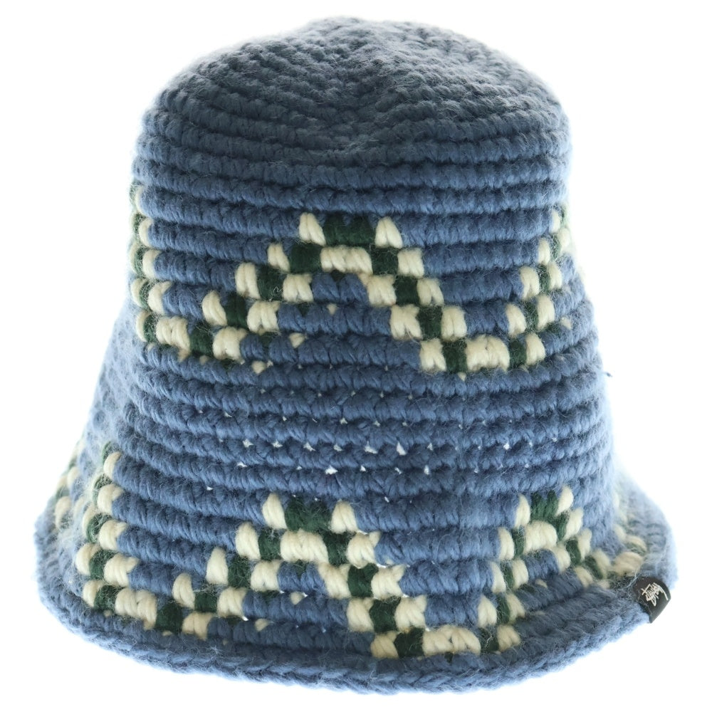 STUSSY(ステューシー) 22SS GIZA KNIT BUCKET HAT ギザニット バケットハット 帽子 ブルー