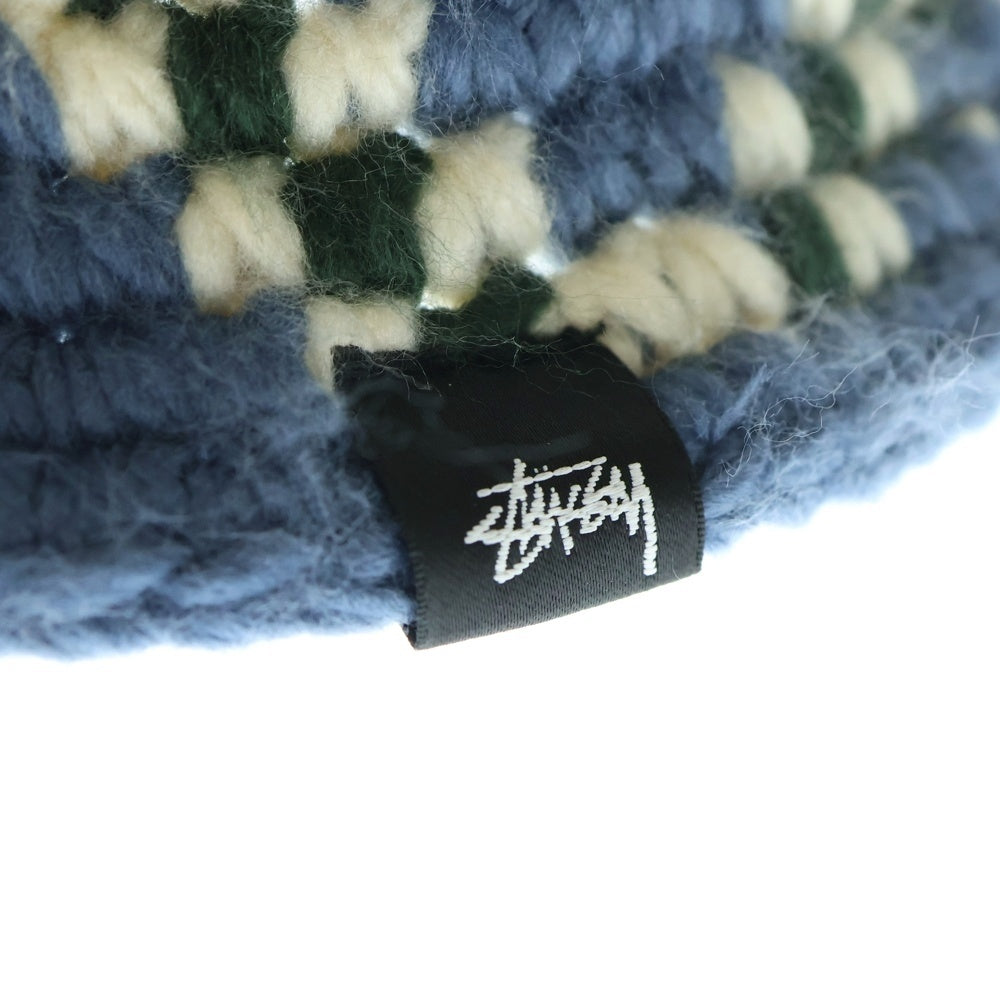 STUSSY(ステューシー) 22SS GIZA KNIT BUCKET HAT ギザニット バケットハット 帽子 ブルー