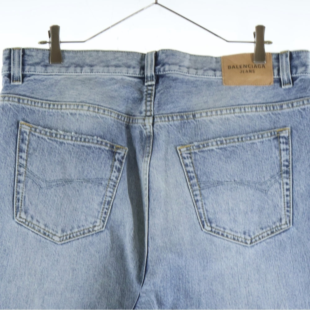 BALENCIAGA(バレンシアガ) Flared Pants Blue Authentic Ring フレアド デニムパンツ ユーズド加工 オーセンティック リング インディゴブルー 697829 TMW26