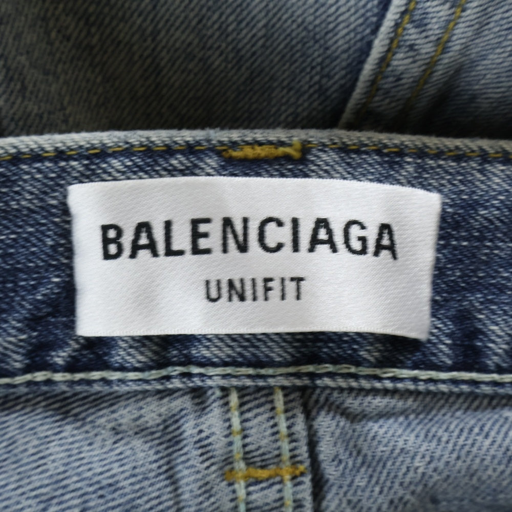 BALENCIAGA(バレンシアガ) Flared Pants Blue Authentic Ring フレアド デニムパンツ ユーズド加工 オーセンティック リング インディゴブルー 697829 TMW26