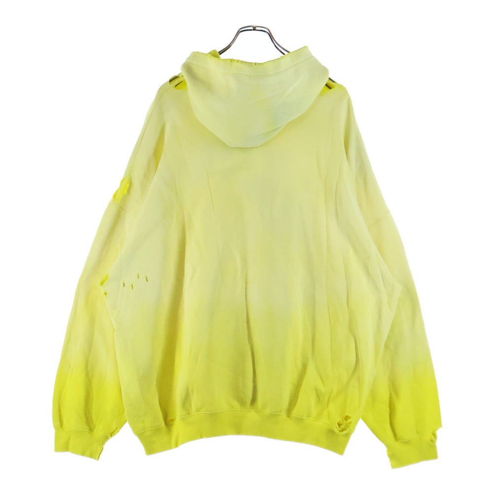 BALENCIAGA(バレンシアガ) 21AW OVERSIZED HOODIE オーバーサイズ デストロイ プルオーバーフーディー パーカー スウェット イエロー 651799 TJVN8