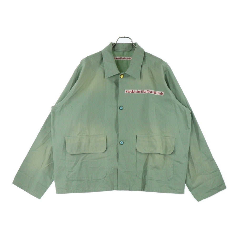 NO BRAND(ノーブランド) STOCKHOLM SURFBOARD CLUB ストックホルムサーフボードクラブ COACH JACKET コーチ ロゴエンブロイダリー ジャケット グリーン