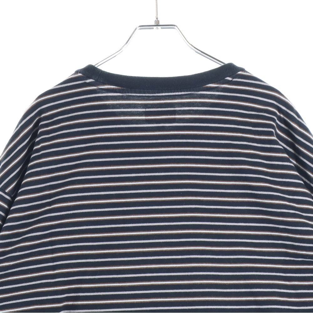 SUPREME(シュプリーム) 21SS Thin Stripe L/S Top シンストライプ フロントロゴプリント 長袖Tシャツ カットソー ブラック