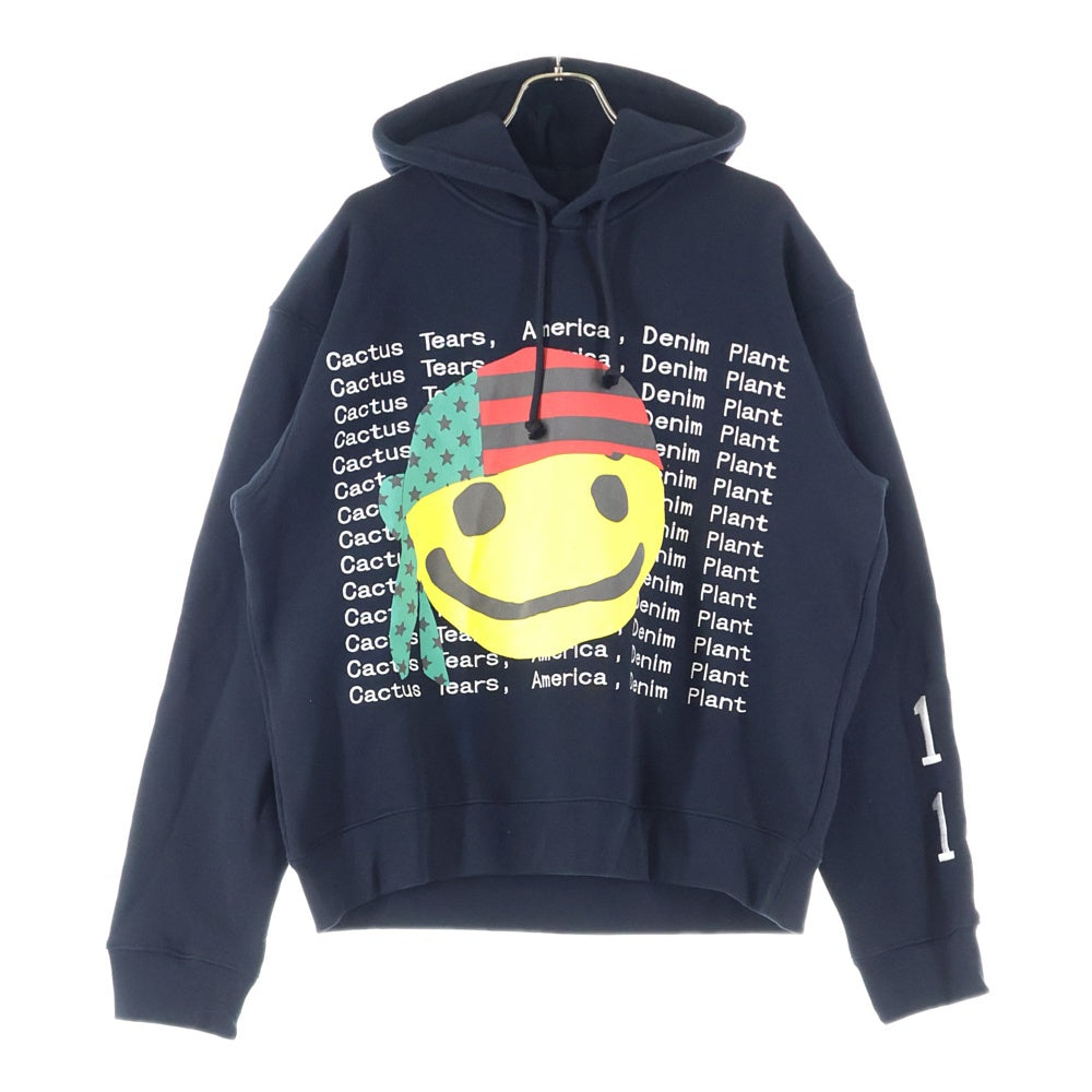 DENIM TEARS(デニムティアーズ) 24AW ×CPFM SMILEY HOODIE カクタスプラントフリーマーケット スマイリー プリント プルオーバーフーディー パーカー スウェット ブラック