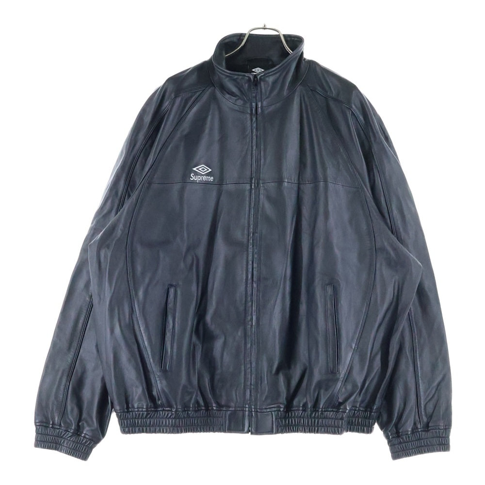 SUPREME(シュプリーム) 25AW ×UMBRO Leather Track Jacket アンブロ ロゴエンブロイダリー レザートラックジャケット ブラック