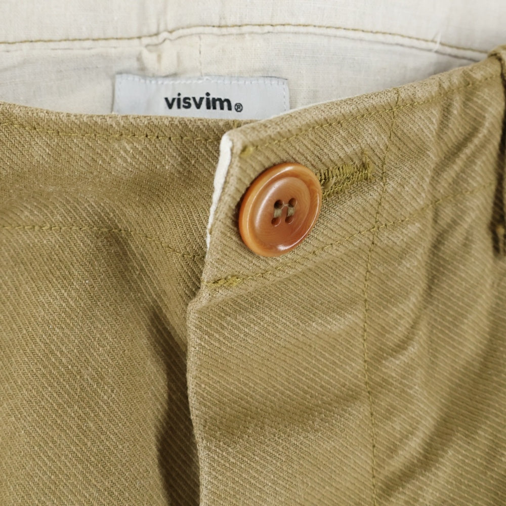 VISVIM(ヴィスヴィム) 15AW シンチバック サスペンダーボタン付き コットン ストレートパンツ ブラウン 0115205008021