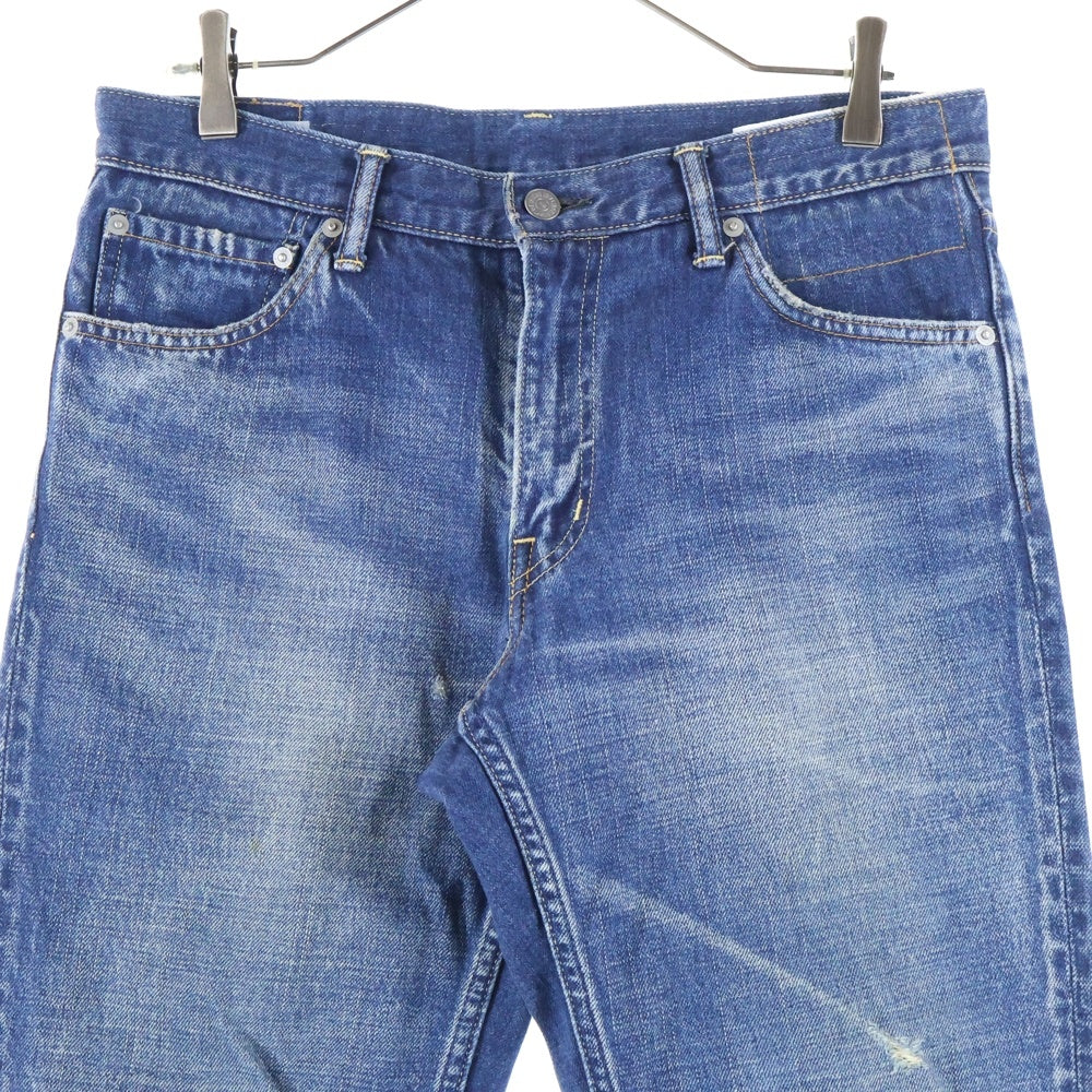 VISVIM(ヴィスヴィム) FLUXUS 03D5 SERGE DE NIMES パイソンパッチ ダメージ加工 ストレート デニムパンツ インディゴ