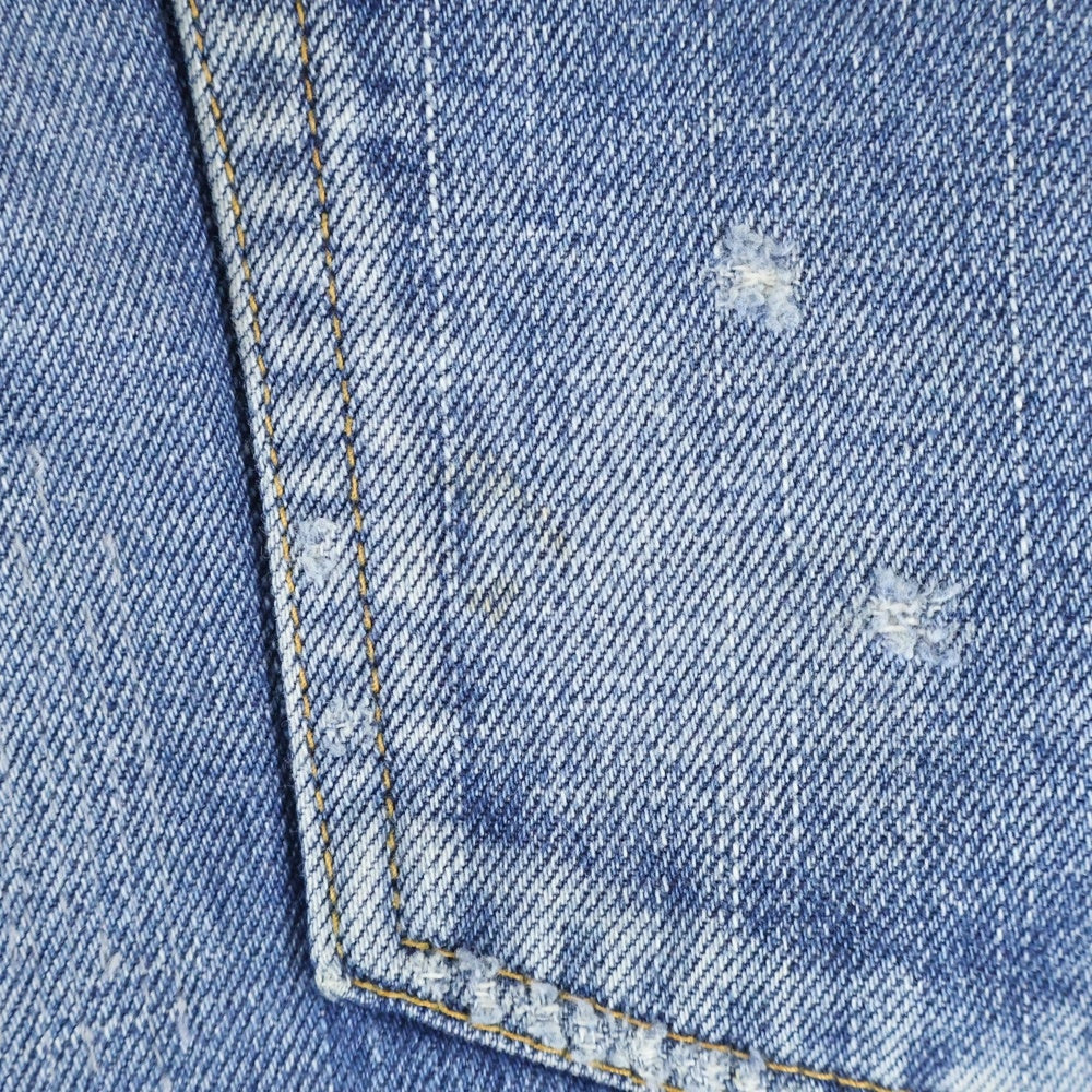 VISVIM(ヴィスヴィム) FLUXUS 03D5 SERGE DE NIMES パイソンパッチ ダメージ加工 ストレート デニムパンツ インディゴ