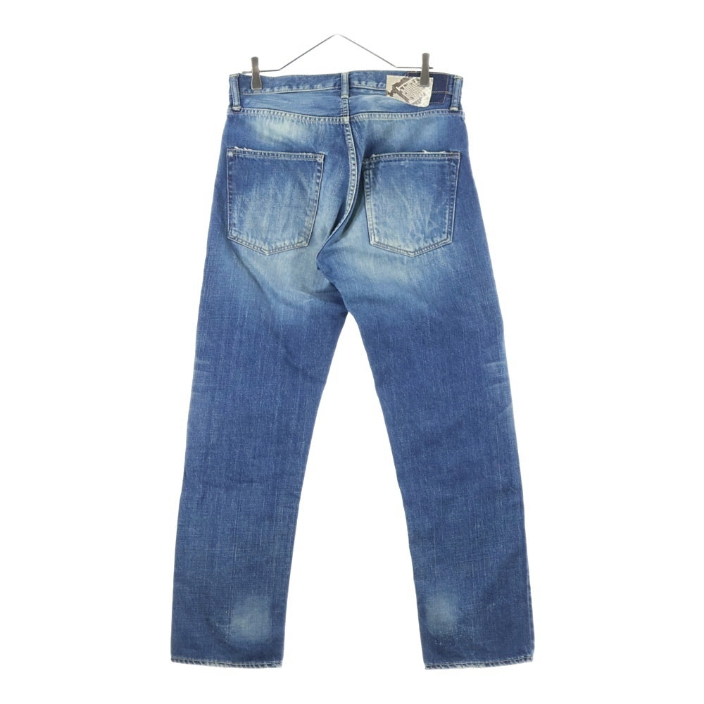 VISVIM(ヴィスヴィム) FLUXUS 05D4 SERGE DE NIMES パイソンパッチ ダメージ加工 ストレート デニムパンツ インディゴ