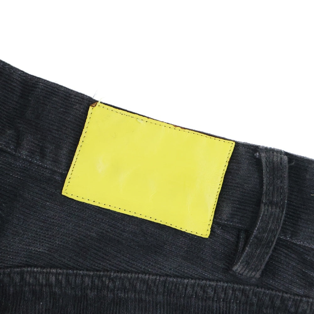 VISVIM(ヴィスヴィム) イエローレザーパッチ コーデュロイ ジップフライ ストレートパンツ グレー