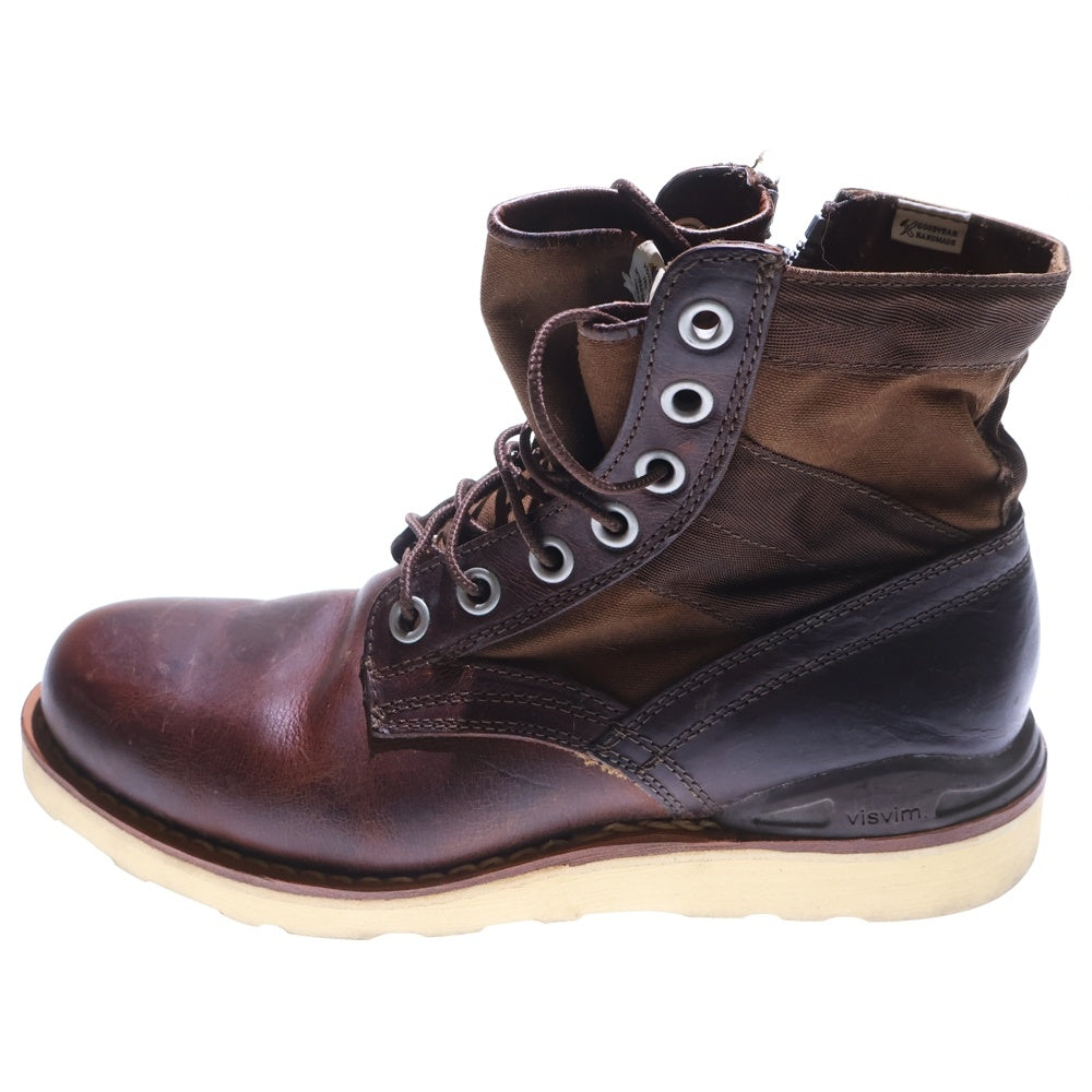 VISVIM(ヴィスヴィム) 7HOLE 73-FOLK ホルク サイドジップ レースアップ レザー ブーツ ブラウン